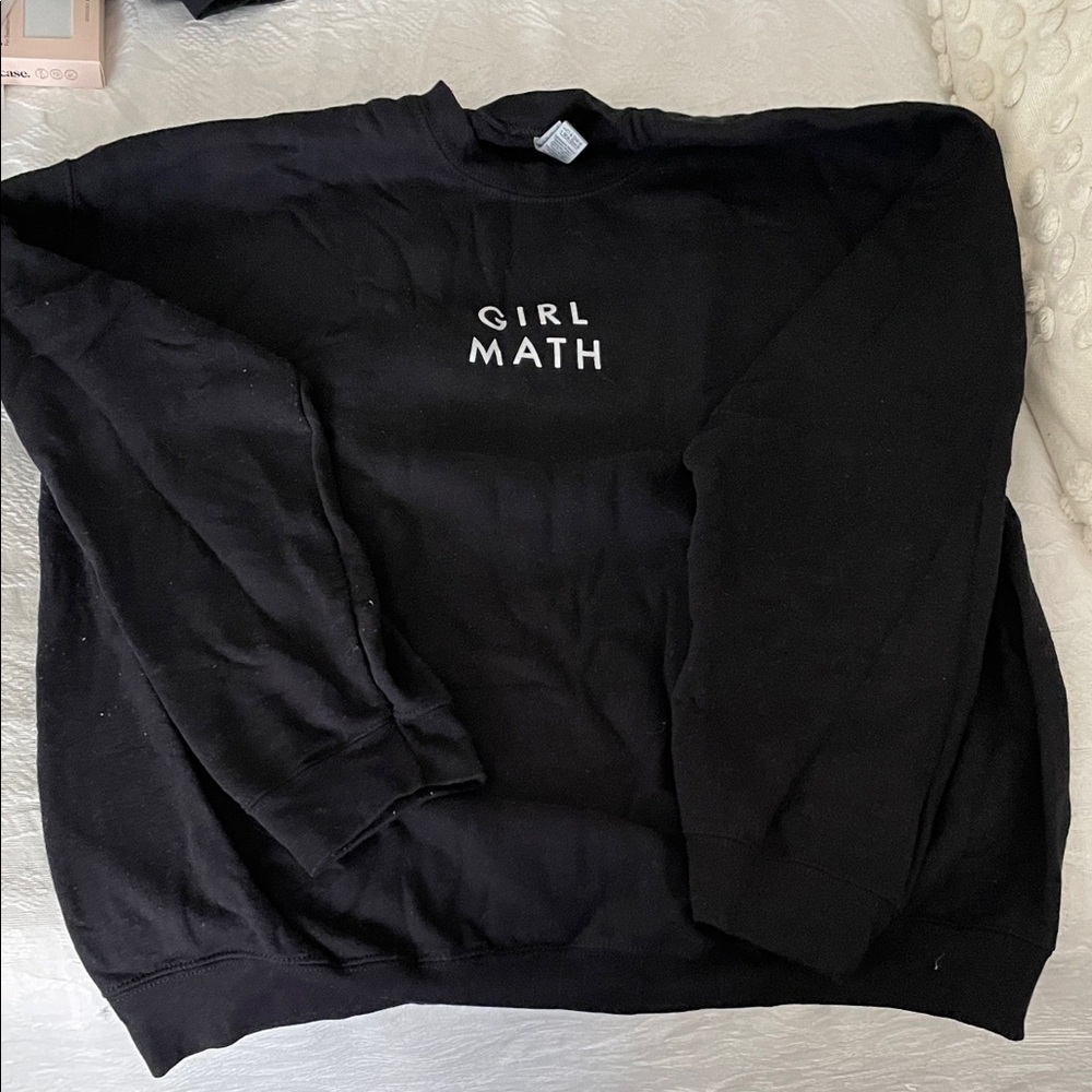 Black Sweatshirt with 'Girl Math' Design